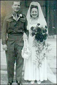 Joan and Bob Hughes on their wedding day