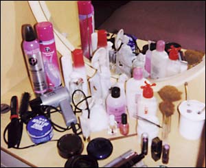Make-up and toiletries on a dressing table