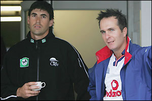 Captains Stephen Fleming and Michael Vaughan are frustrated by the conditions at Headingley