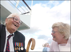 Leonard Martin, 84, and Marge Traves, 67, on the ferry MV Van Gogh