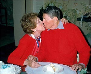 Nancy and Ronald Reagan on his 89th birthday