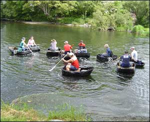 Mark Dellar's family on a coracle trip from Cenarth to Cilgerran in west Wales