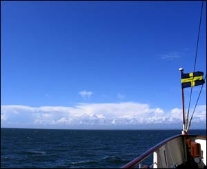 Clouds over Porthcawl from the paddle steamer Waverley, by Chris Ware 
