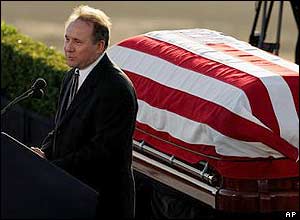 Michael Reagan speaks during the internment ceremony