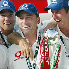 Graham Thorpe hit his 14th Test century to end on 104 not out and guide England to glory