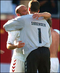 Jensen congratulates Sorensen on his heroics