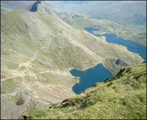 Some of the routes up Snowdon, as captured by Tim Morris from Bridgend