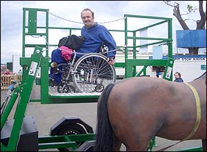 Photo of EasiMount horse riding platform lift.
