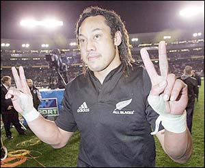 Victorious All Blacks captain Tana Umaga 