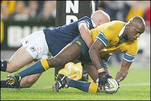 Australia's Wendell Sailor scores a try