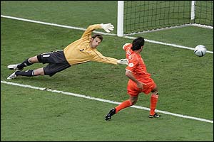 Van Nistelrooy strokes the ball home in the 19th minute