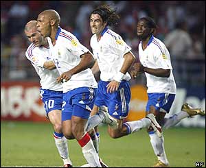 Thierry Henry scores France's second