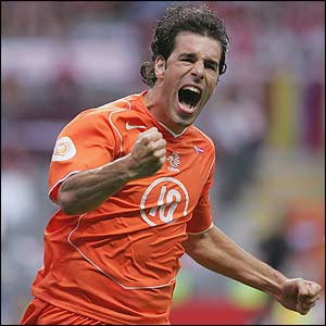 Ruud van Nistelrooy celebrates after thumping the ball home from the spot 