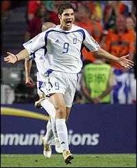 Charisteas celebrates putting Greece 1-0 up