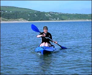 Lyn Williams of Neath took this picture of his wife Carol on her kayak at Oxwich Bay in the Gower