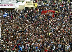 Not much room here to take T - revellers pack in for the music festival