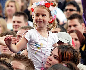 Little girl in crowd