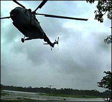 Flood relief helicopter in India