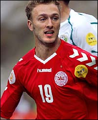 Dennis Rommedahl in action for Denmark