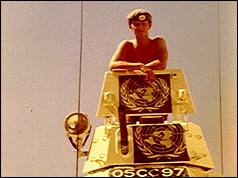 Tony Hart in his tank in Cyprus