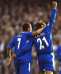 Adrian Mutu and Hernan Crespo