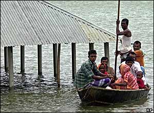 Bangladeshi flood victims in Bogra district