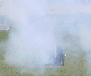 Smoke created by a field gun