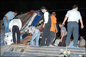 Scene of the crash in Sakarya, north-western Turkey 