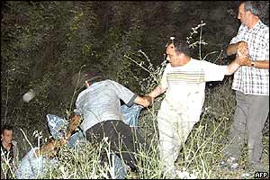 Scene of the crash in Sakarya, north-western Turkey 