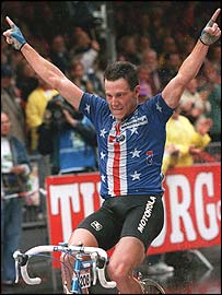 Lance Armstrong wins the individual road race at the World Cycling Championships in Oslo, Norway