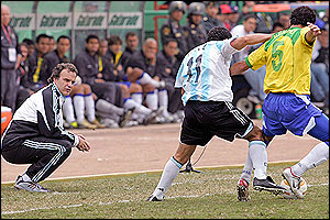 Argentina coach Marcelo Bielsa watches the game 