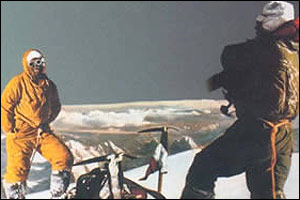 Lino Lacedelli and Achille Compagnoni on the summit of K2