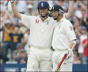 Andrew Flintoff sets his highest score in Test cricket