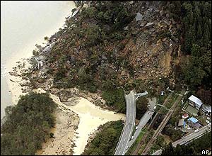 Mudslide in Japan after the earthquake
