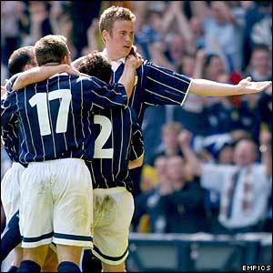 Kenny Miller scores against Germany 