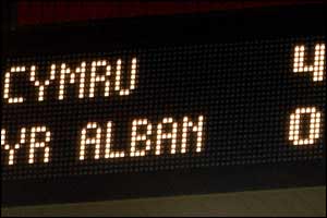 The Millennium Stadium scoreboard 