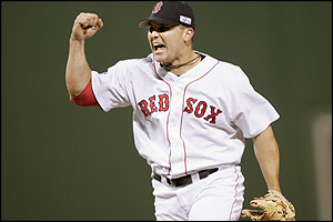 Pitcher Keith Foulke celebrates
