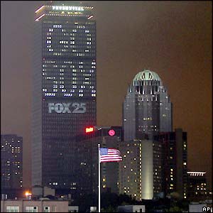 The Prudential Building in downtown Boston displays a supportive message thanks to some clever lighting