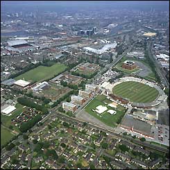 Aerial view of Old Trafford cricket ground