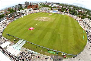 Aerial view of Old Trafford cricket ground