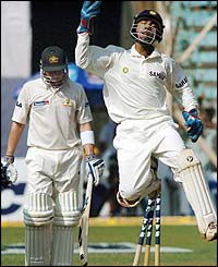 Michael Clarke is stumped by Dinesh Karthik