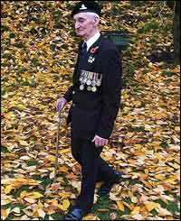 Artillery Regiment veteran Arthur Wragg, 83, walked from York's Remembrance Day ceremony.