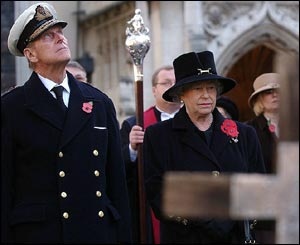 The Queen and the Duke of Edinburgh each laid a cross to open the Field of Remembrance at Westminster Abbey.