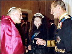 The Queen and the Duke of Edinburgh meet the Pope