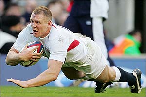 Mike Tindall completes a fine move to score the fourth try