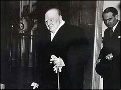 Winston Churchill outside 10 Downing Street