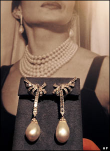 A pair of pearl earrings worn by Maria Callas