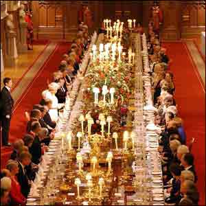 Queen and dinner guests at Windsor castle