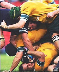 Australia and Scotland battle it out on the pitch