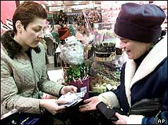 Transaction in shop in Ostend